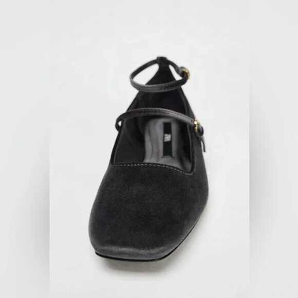 Zara Velvet Ballet Flats with Straps US 8 - Picture 4 of 6
